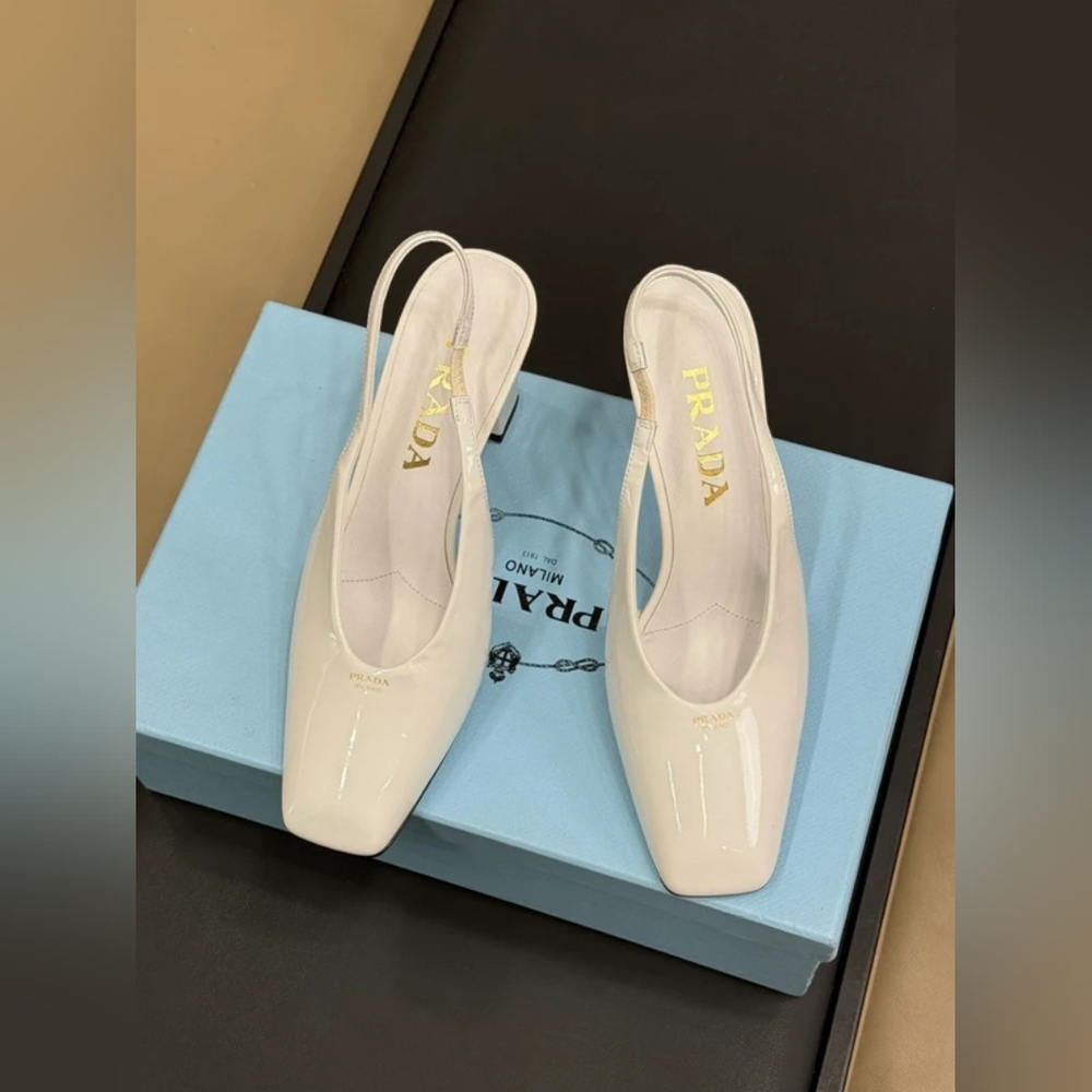 Prada patent leather slingback pumps